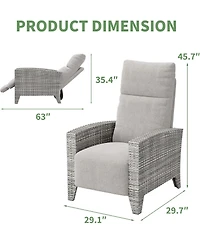 gaomon Outdoor Wicker Recliner with Adjustable Backrest and Footrest