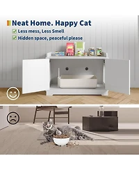 gaomon Cat Litter Box Enclosure Hidden Litter Box Cabinet with Wooden Barn Door, End Table Style Indoor Cat House Fits Most Litter Boxes
