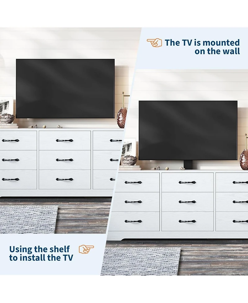 gaomon Modern Wood Tv Stand with Mount and 9 Drawers