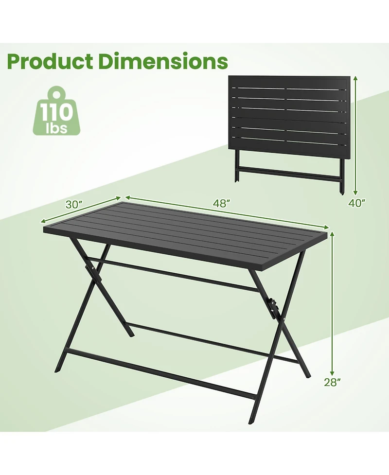 Gouun Foldable Rectangular Metal Patio Dining Table