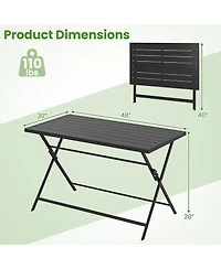 Gouun Foldable Rectangular Metal Patio Dining Table