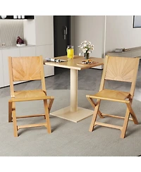 Gouun Set of 2 Folding Teak Wood Patio Chairs with 105-Degree Inclined Backrest