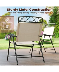 Gouun Set of 4 Folding Patio Dining Chairs with Armrests and Inclined Backrest