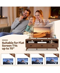 Gouun Mid-Century 59.5-Inch Tv Stand with Three Drawers and Open Shelves