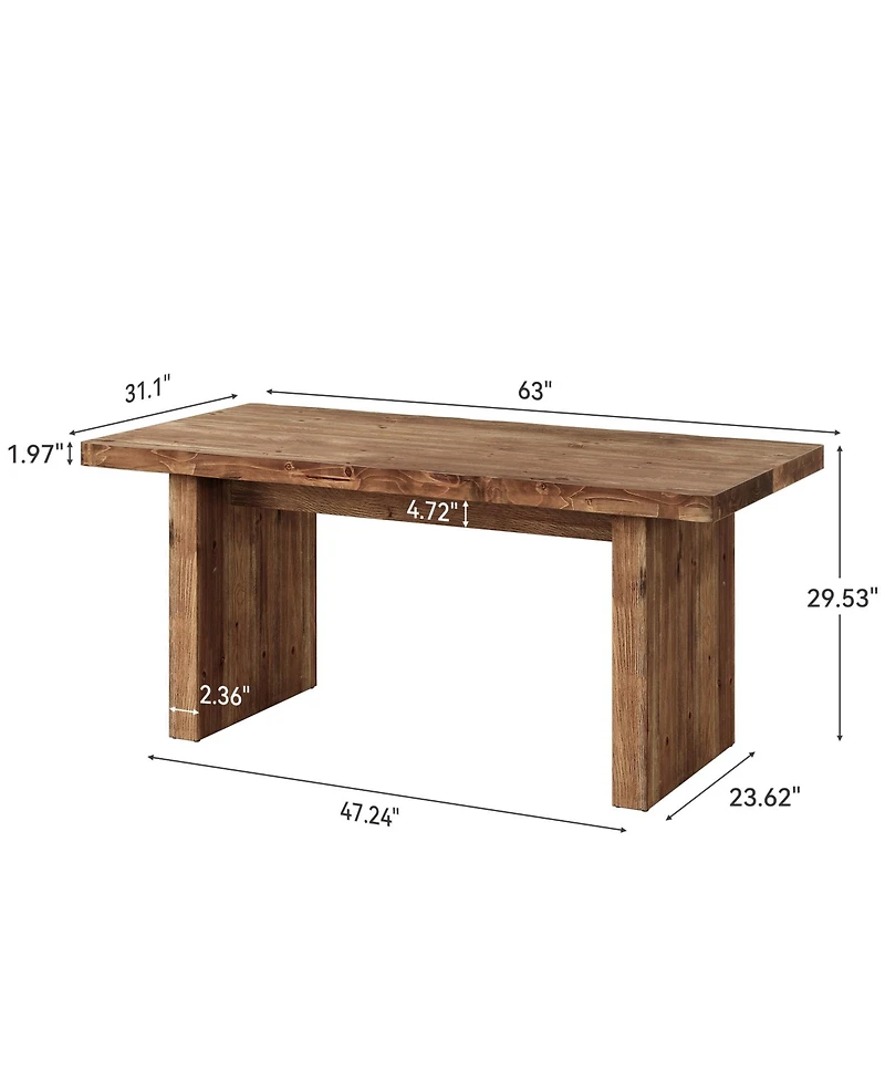 Tribesigns Solid Wood Executive Desk, 63" Farmhouse Office Computer Desk,Work Writing Table
