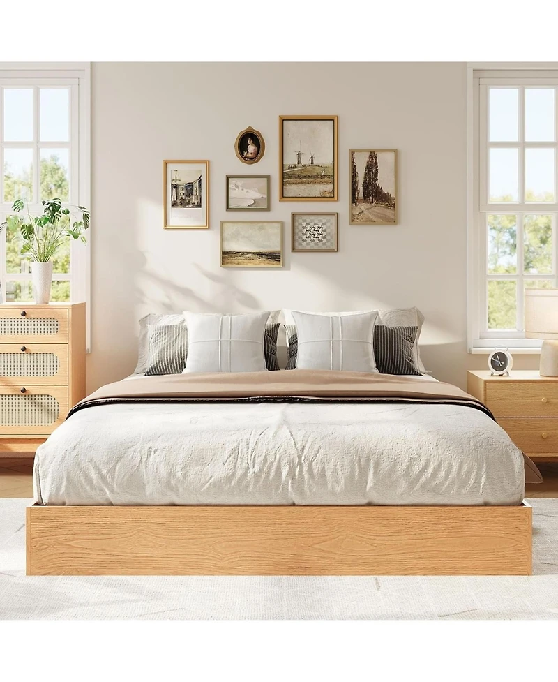 gaomon California Pine Wood Platform Bed Frame- Wooden Slats Easy Assembly No Box Spring Needed
