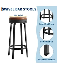 gaomon 30" Swivel Bar Stools Set of 2, Pu Leather Backless Metal Frame