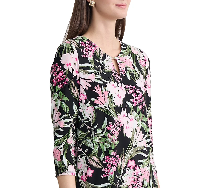 Jones New York Women's Printed V-Neck Top