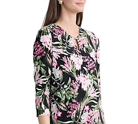 Jones New York Women's Printed V-Neck Top