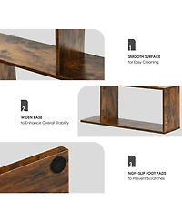 Gouun 6-Tier S-Shaped Display Bookshelf with Open Compartments, 31.5 x 9 x 75