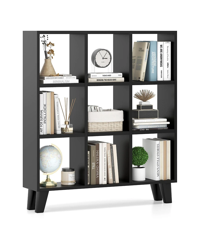 Gouun 9-Cube Bookcase with 6 Removable Shelves and Raised Support Feet