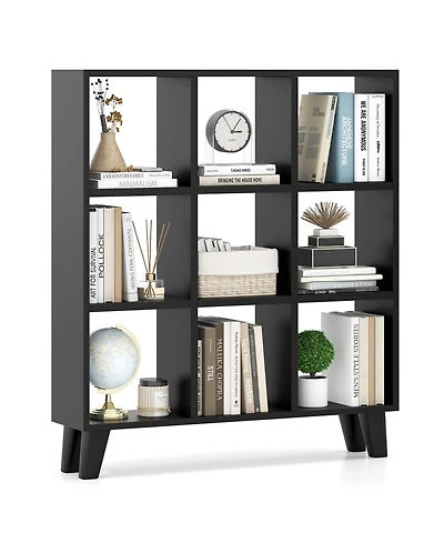 Gouun 9-Cube Bookcase with 6 Removable Shelves and Raised Support Feet