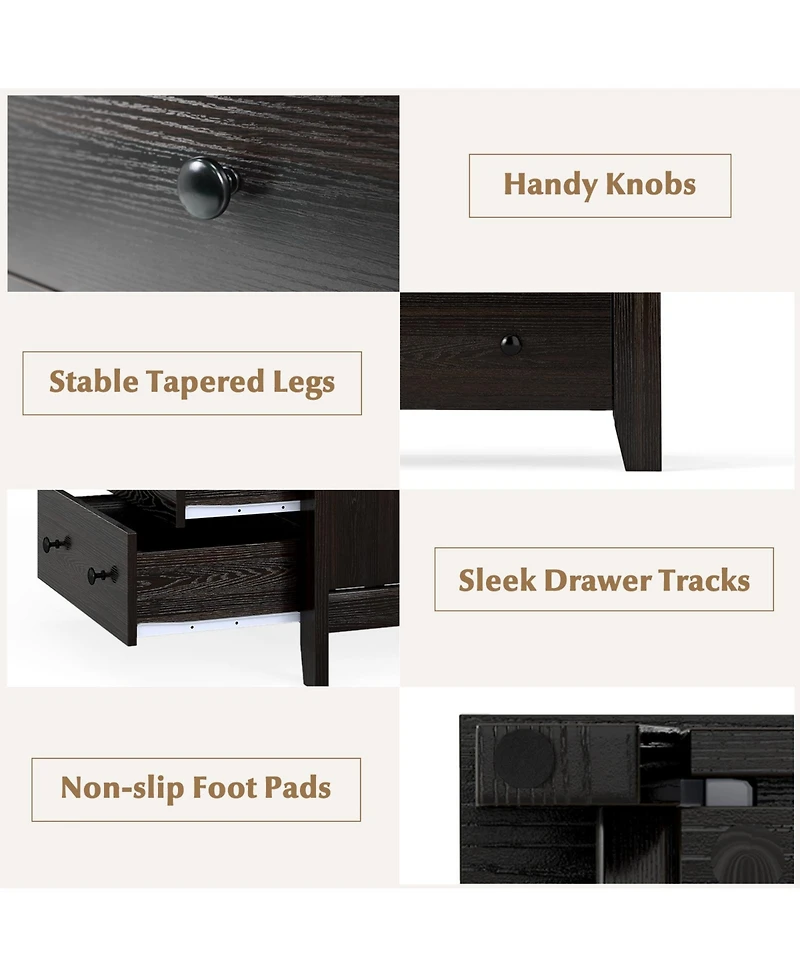 Sugift Wide Three Drawer Dresser Modern Storage Organizer