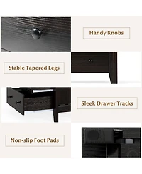 Sugift Wide Three Drawer Dresser Modern Storage Organizer