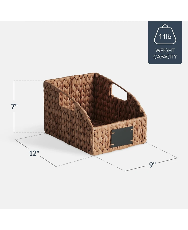 Best Choice Products Hyacinth Angled Pantry Storage Baskets Handles, Chalkboard and Marker (Pack of 2)