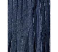 Adrianna Women's Pintucked Square Neck Cotton Denim Midi Dress