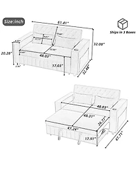 Maison Boucle Pull Out Loveseat Sofa with Adjustable Backrest for Small Space