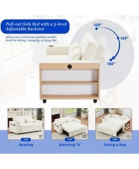 Maison Boucle Pull Out Loveseat Sofa with Adjustable Backrest for Small Space