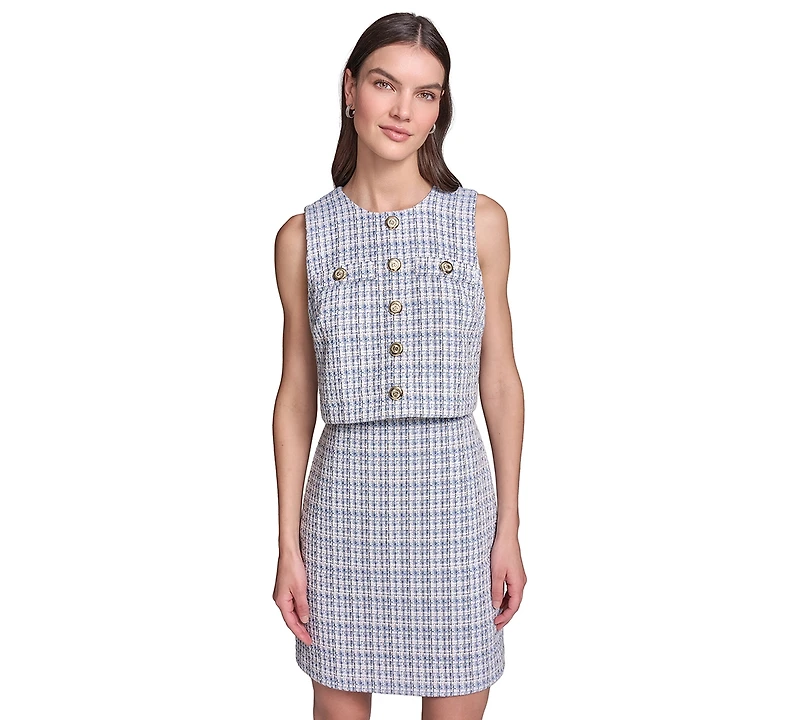 Karl Lagerfeld Paris Women's Tweed Popover Top Dress