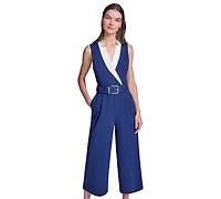 Karl Lagerfeld Paris Women's Surplice Scuba Crepe Jumpsuit