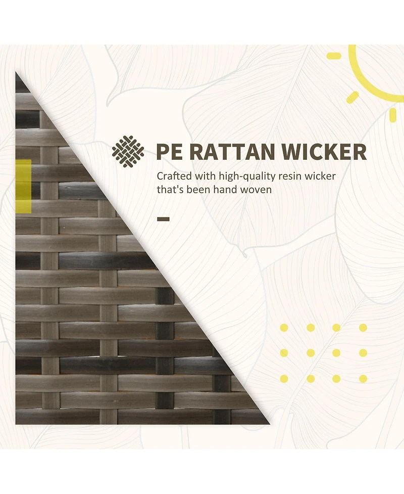 Outsunny 3 Piece Patio Furniture, Pe Wicker Storage Table & Chairs