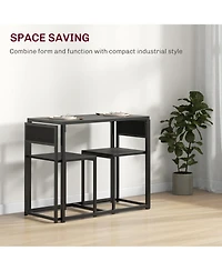 Homcom 3-Piece Industrial Dining Table Set for 2 Kitchen Table and Chairs