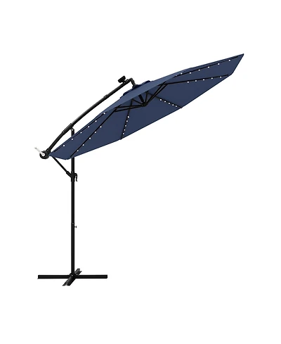 Slickblue Solar-Powered Offset Hanging Umbrella with 40 Led Lights for Patio