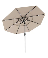 Sugift 10 ft Solar Patio Umbrella with Led Lights and Vented Top