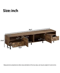 Rainsken Mid-Century Modern Tv Stand for TVs, Media Console Table with 2 Drawers, 4 Storage Compartments for Living Room