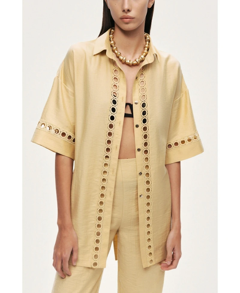 Nocturne Women's Belted Eyelet Detail Short-Sleeve Jacket