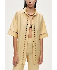 Nocturne Women's Belted Eyelet Detail Short-Sleeve Jacket