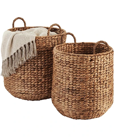 Best Choice Products 2-Piece Round Nesting Baskets Handles, Handwoven Water Hyacinth, Storage Organizer
