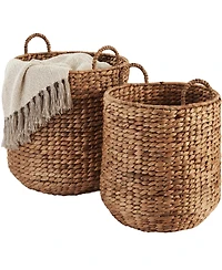 Best Choice Products 2-Piece Round Nesting Baskets Handles, Handwoven Water Hyacinth, Storage Organizer