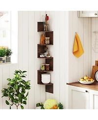 Gouun 5-Tier Wall Mounted Corner Shelf with Floating Design, 8 x 8 x 50