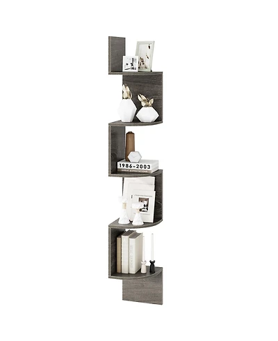 Gouun 5-Tier Wall Mounted Corner Shelf with Floating Design, 8 x 8 x 50