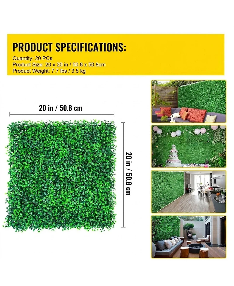 Sugift Boxwood Hedge Wall Panels Set of 20, 20" x 20", Outdoor Indoor Privacy Screen
