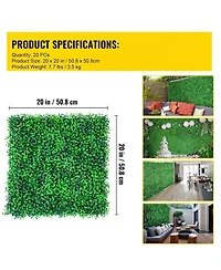 Sugift Boxwood Hedge Wall Panels Set of 20, 20" x 20", Outdoor Indoor Privacy Screen