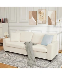 gaomon 83" Couch for Living Room, Comfy Sofa with Deep Seat, Modern Wide Armrest, Removeable Cover, Teddy Fleece 3 Seater