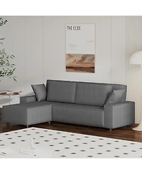 gaomon 96 Large Stripe Corduroy Sectional Sofa, L Shaped Modern Couch with Side Chaise, Comfy Sofa Deep Chaise for Living Room