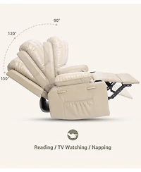 gaomon Manual Recliner Chair for Adults, Pu Leather Recliner with Cup Holders and Side Pockets, Ergonomic Design for Nursery, Living Room