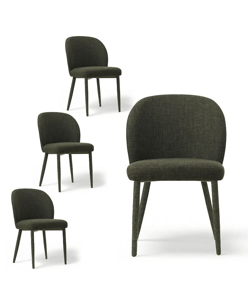 Maison Boucle Set of 4 Modern Upholstered Dining Side Chairs with Metal Legs
