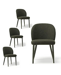 Maison Boucle Set of 4 Modern Upholstered Dining Side Chairs with Metal Legs