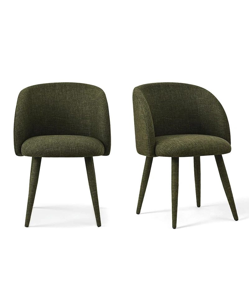 Maison Boucle Set of 2 Fabric Upholstered Arm Dining Chairs with Metal Legs