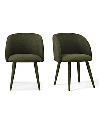 Maison Boucle Set of 2 Fabric Upholstered Arm Dining Chairs with Metal Legs
