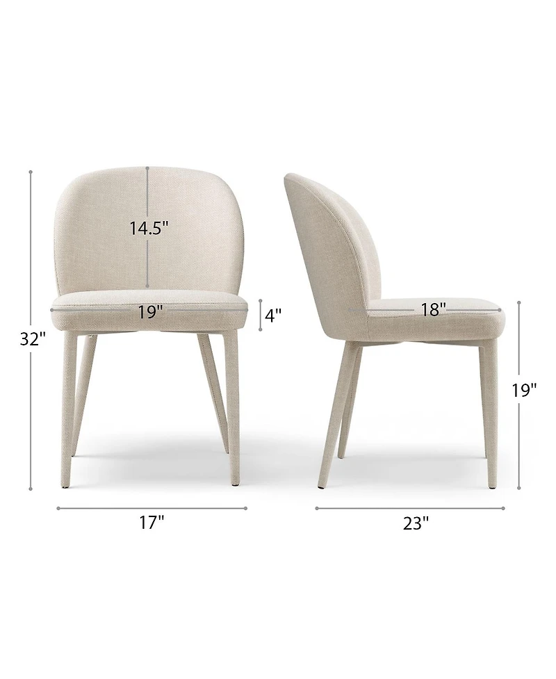 Maison Boucle Set of 4 Modern Upholstered Dining Side Chairs with Metal Legs