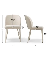 Maison Boucle Set of 4 Modern Upholstered Dining Side Chairs with Metal Legs