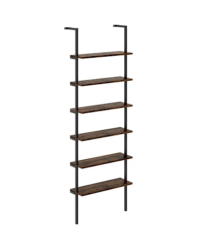 Gouun 6-Tier Wall Mounted Industrial Ladder Shelf, 23.5 x 8 x 72