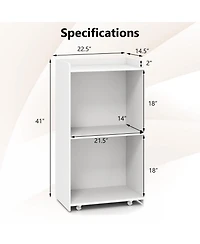 Gouun Rolling Podium Stand with 2 Shelves and Lockable Wheels, 22.5 x 14.5 x 41