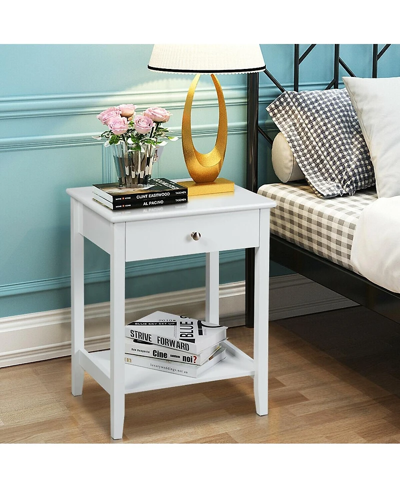 Sugift Wooden Nightstand End Table Storage Display