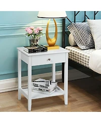 Sugift Wooden Nightstand End Table Storage Display